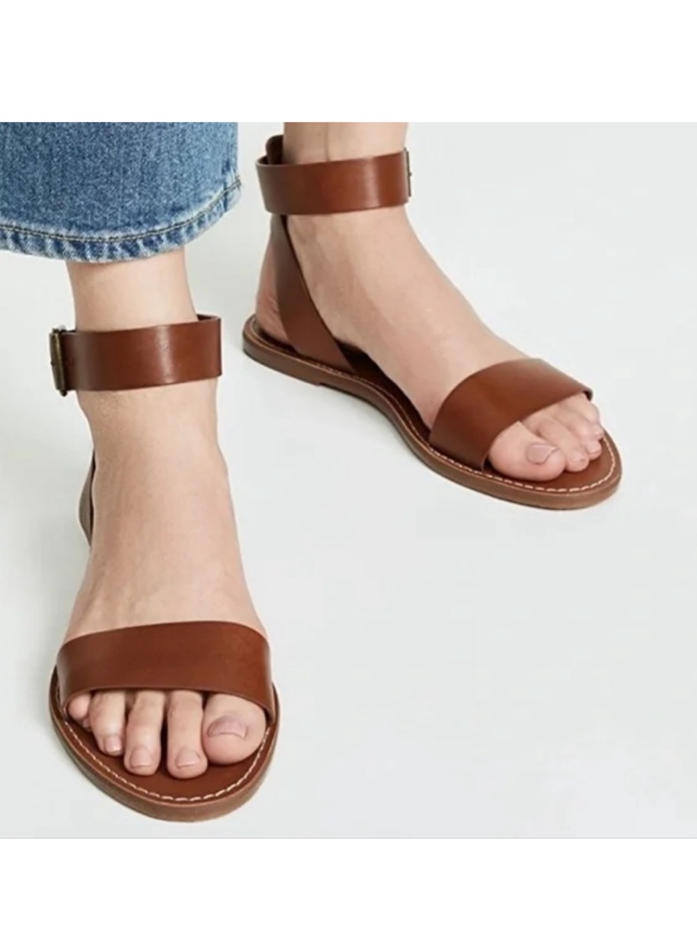 Madewell The Boardwalk Brown Ankle-Strap Leather Sandals Women’s Size 8.5